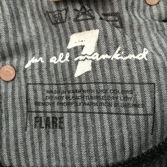 7 for All Mankind Flare Jeans Women 27 Black Low Rise Corduroy Hippie Preppy - Picture 3 of 13